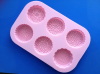 6 holed engraved and embossed silicone moon cake mould