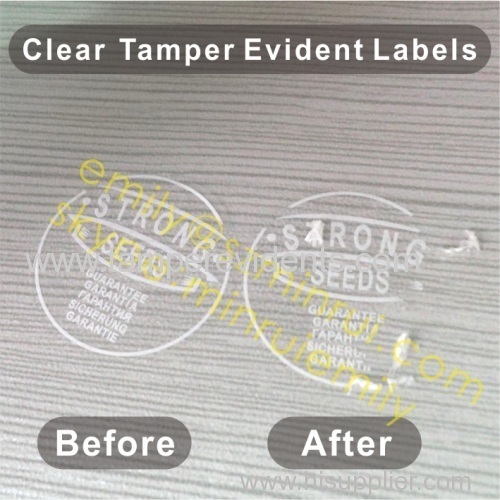 Custom Clear Tamper Evident Labels With White Print,Transparent Security Destructible Labels,Clear Warranty VOID Sticker