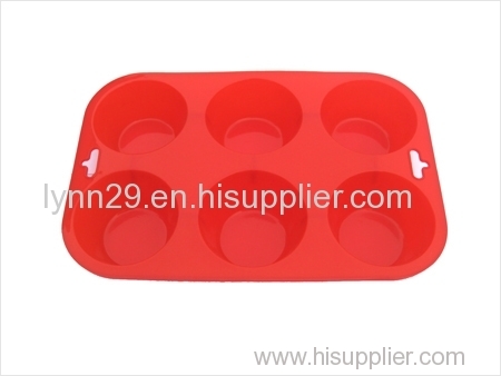 new design 6 cavities round shape microwave silicone muffin mould