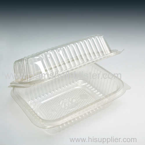 Rectangle disposable plastic hinged food or fruit box