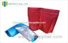 Red / Blue Plain Stand Up Pouches For Dry Food With Zipper , Window