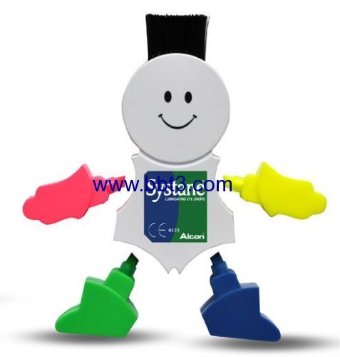 Promotional smiling man shape highlighter with computer brush