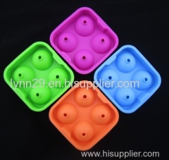 Food grade 100% Whisky 4 cavities silicone ice ball mold
