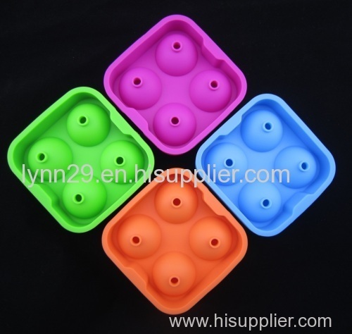 Food grade 100% Whisky 4 cavities silicone ice ball mold