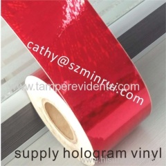 Red Hologram destructible vinyl stickers material