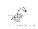 Contemporary Chrome plated Basin Mixer Taps Deck Mounted / Household Faucet with 1 Hole