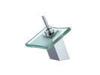 One Hole Round Glass Faucet Waterfall Basin Mixer For Household / Hotel