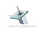 One Hole Round Glass Faucet Waterfall Basin Mixer For Household / Hotel