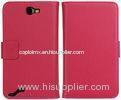 Red Samsung Galaxy Note 2 Leather Case , Lychee Pattern Plain Phone Cases