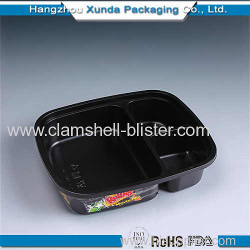 Plastic fast food tray with 3 dividers