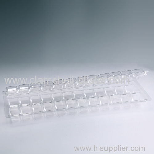 Clear plastic macarons blister tray with hinged lid