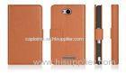 Book Style Sony Cell Phone Cases, Xperia C S39h Brown PU Stand Cover