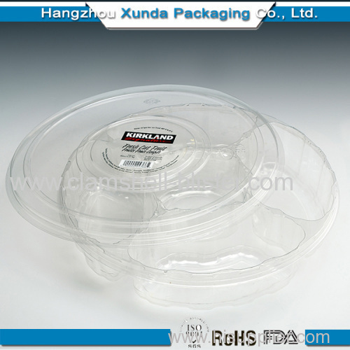 Disposable plastic divided salad bowl with cover