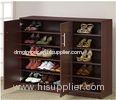 Dark Walnut / Black Wooden Shoe Rack Cabinet , 15mm melamine board DX-8615