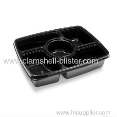 Blister plastic fruit or snack tray with compartments