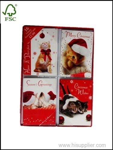 Small cute cat dog Christmas Greeting Cards