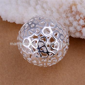 CHCP009 Hollow carved Heart Shape 3D Ball Pendant, Silver Plated Necklace Pendant