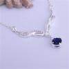 CHCN534 Blue Zircon Pendant Silver Necklace, Silver Plated Necklace inlay Crystal