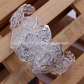 CHCB164 Three-Layer Elegant Flower Hollow Bracelet , Party Jewelry Silver Plated Flower Shape Bangle