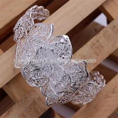 CHCB164 Three-Layer Flower Hollow Bracelet , Party Jewelry Silver Plated Flower Shape Bangle