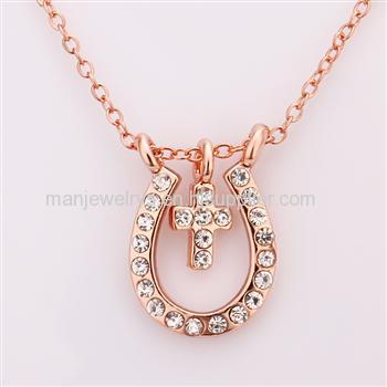 CHN727 Cyrstal Cross Pendant Necklace