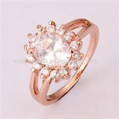 CHR603 Zircon Crystal Crown Ring, Gold/Rose Gold Plated Woman Ring