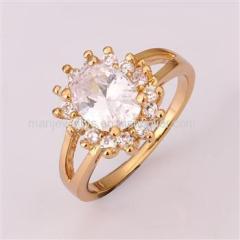 CHR603 Zircon Crystal Crown Ring, Gold/Rose Gold Plated Woman Ring