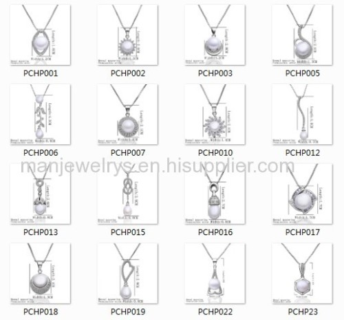CHP017 Crystal Round Freshwater Pearl Pendant, Platinum Plated Jewelry