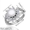 CHR010 Sun Shape Freshwater Pearl Wedding Ring, Crystal Woman Platinum Ring