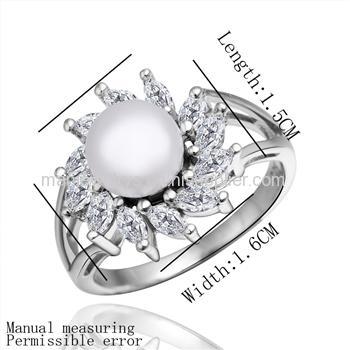 CHR010 Sun Shape Freshwater Pearl Wedding Ring, Crystal Woman Platinum Ring