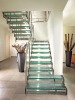 Stainless Steel Double Straight Stringer Glass Staircase