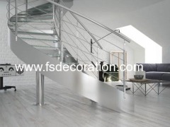 Stainless Steel Curved Glass Staircase