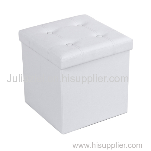 Square storage ottoman with button