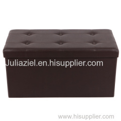 Faux leather storage ottoman