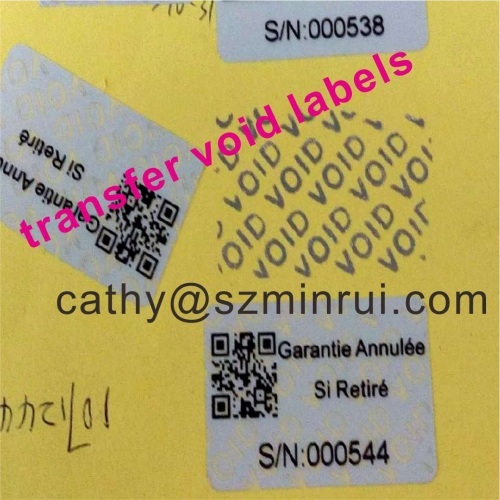 Non Removable Labels Stickers With Void Remainin on