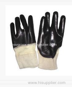 Customized Open Back Knitted Cuff PVC Coated Gloves for Mens