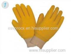 Abrasion Resistance Full Latex Coated Industrial Protective Gloves With Knitted Wrist