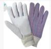 Cow Split Leather Work Gloves With Striped Cotton Back For Automotive Manufacturing