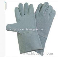 Safety Welding Full Cow Split Leather Work Gloves With Kevlar Yarn Stitched