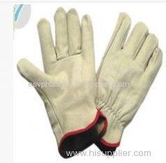 XXL Light Yellow Cow Split Leather Gloves With Wing Thumb For Refuse Collection