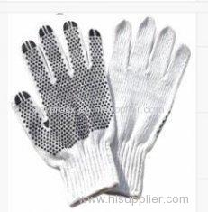 L White Pretty Knitted Cotton Gloves With PVC Dots For Garden Working
