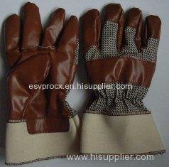 Customized S Heavy Duty Nitrile Work Gloves With Fabric Back , Elastic Sewn