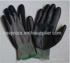 Foam Finished Breathed Black Nitrile Work Gloves with Grey Nylon Liner