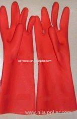 Light Weight Rubber Latex Household / Industrial Glove With Flock Lined