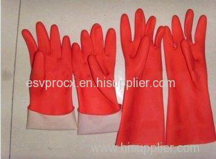 Customized Diamond Finish Safety Red Latex Rubber Household Glove With Smooth Liner