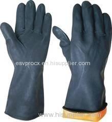 Diamond Finish Black Rubber Latex Glove With Smooth Liner For Household Working