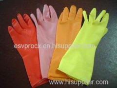 Waterproof Flock Lined Orange Rubber Latex Household Glove Customized