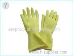 Reusable Durable Yellow Rubber Latex Household Glove With Flock Lined