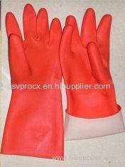 Smooth Liner Red Rubber Latex Household Glove With Diamond Finish