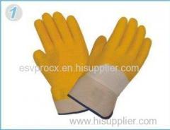 Yellow Puncture Resistance Medium Duty Latex Coated Gloves For Outdoor Work